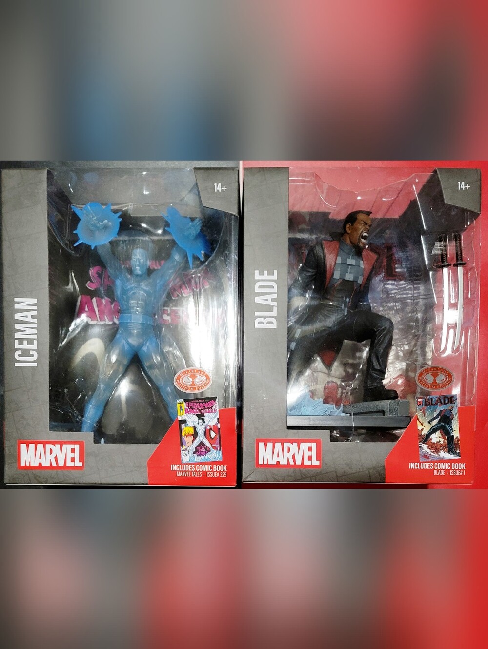 McFarlane Platinum Edition Marvel W/Comic Book Iceman & Blade Lot Of 2 NIB